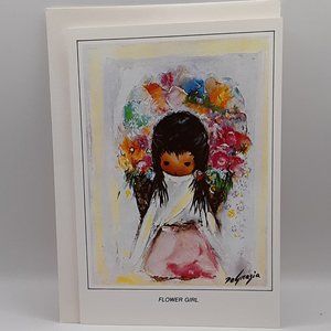 DeGrazia Flower Girl Vintage Blank Card Collectible Frameable Southwestern Art